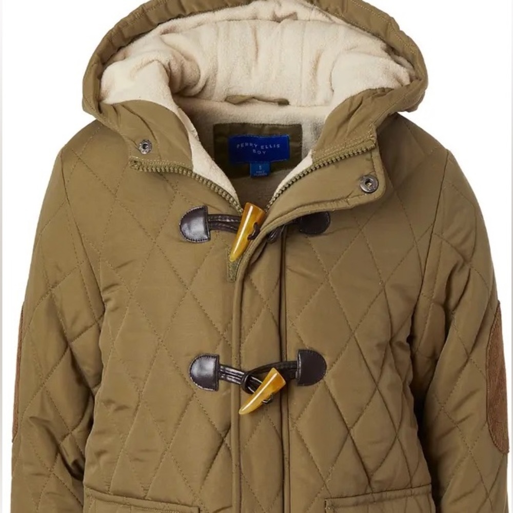 Perry Ellis Fleece Lined Quilted Burnt Olive Jacket